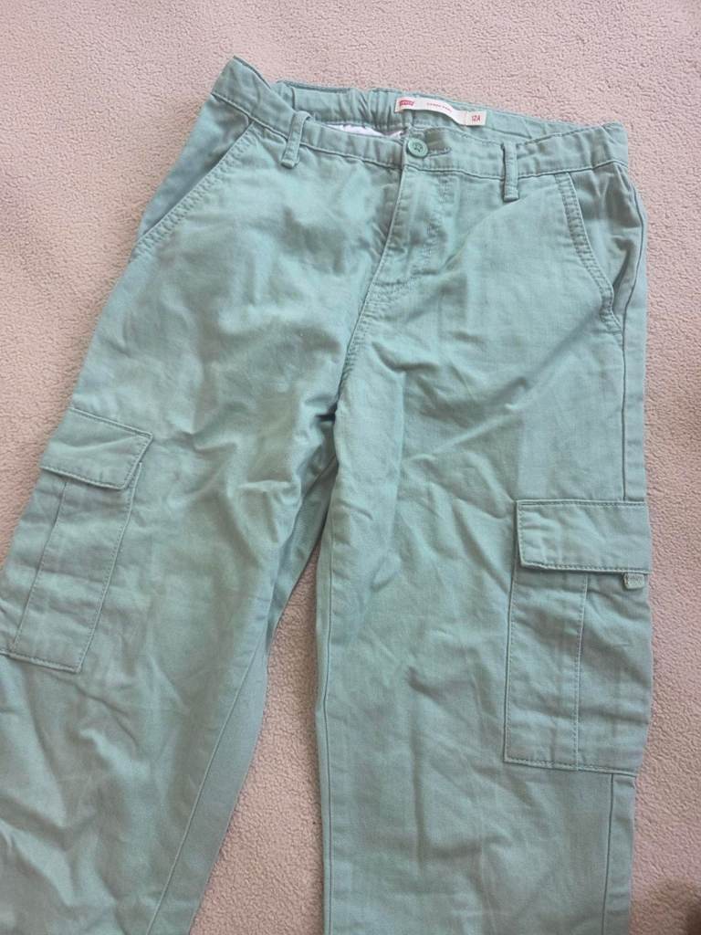 12-year old Levis green jeans with side pockets (bicycle grease stain)