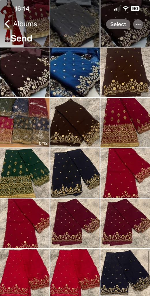 Ladies unstitched embroidery suits in 6 colours  and 2 designs 