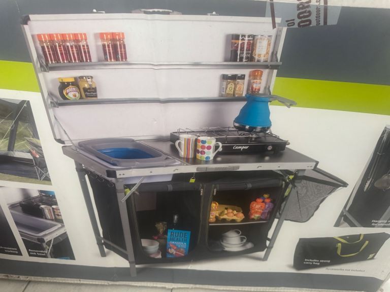 Campgo Portable Camping Kitchen Unit – Black