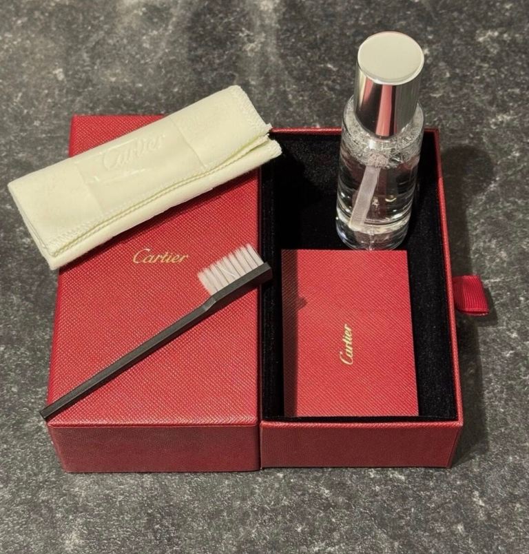 Cartier Care Box Jewellery and Watch Cleaning Kit Brush Cloth Solution Gift Set