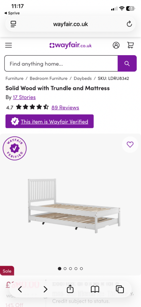 Wayfair Single Bed with Trundle