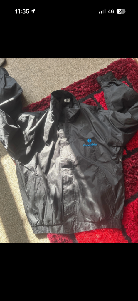 Black Gs and R Waterproof Jacket – Size L, Good Condition
