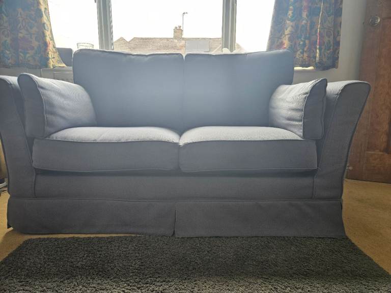 Comfy Grey Blue Two-Seater Sofa – Good Condition