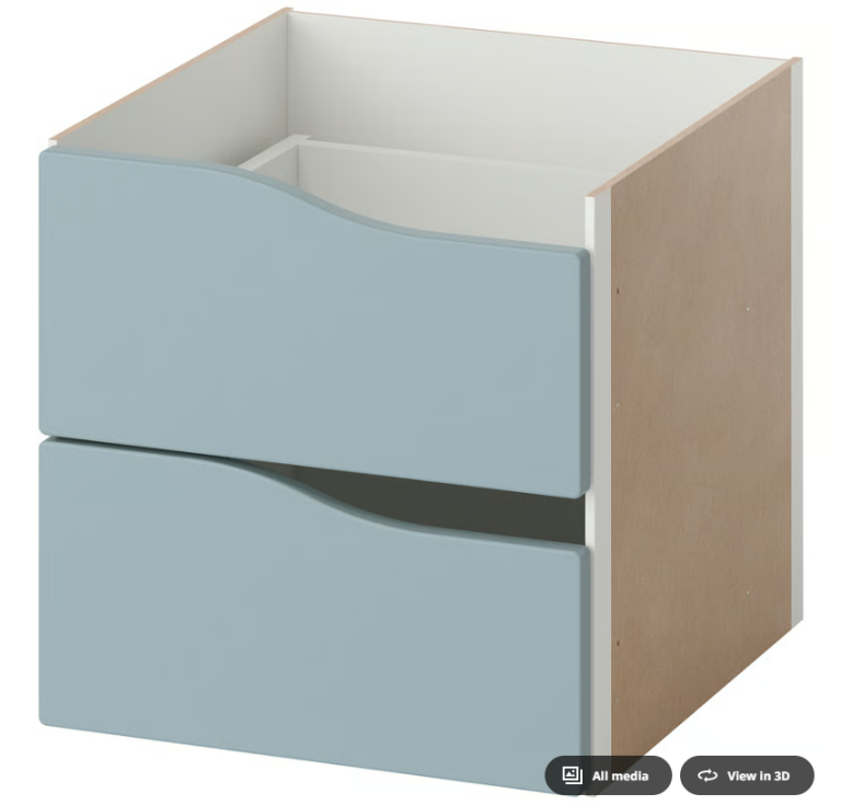 IKEA KALLAX Insert With 2 Drawers GREY/BLUE Storage Box Shelf Unit 33x33 cm