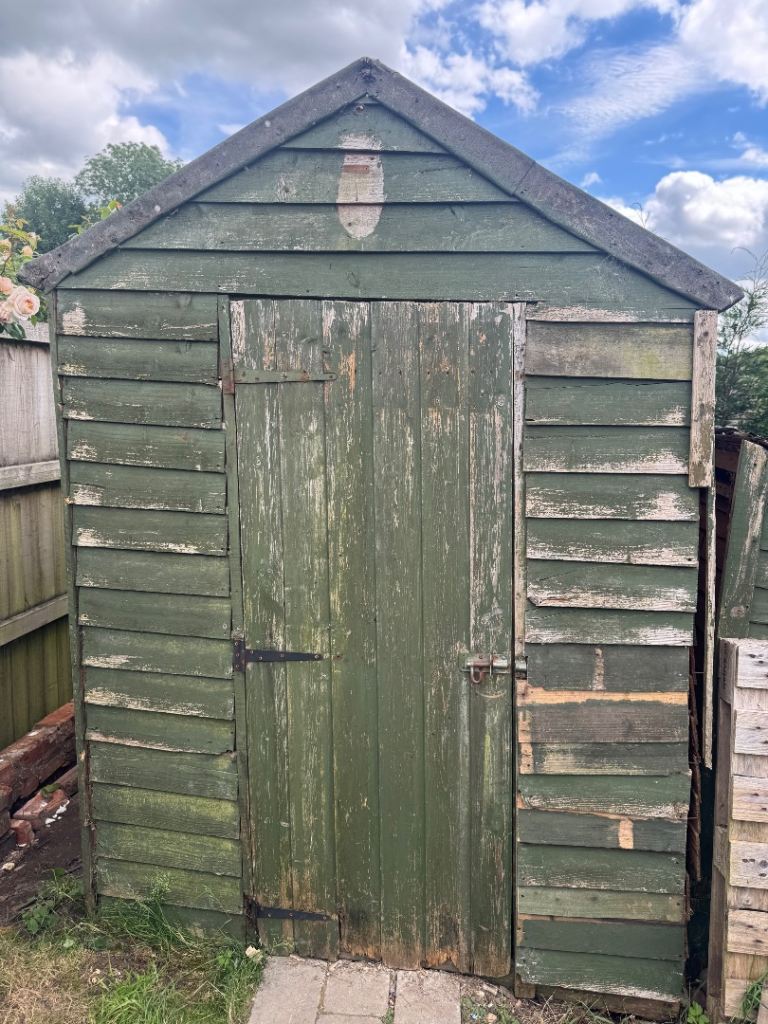 Wooden Garden Shed, Green and Natural Wood