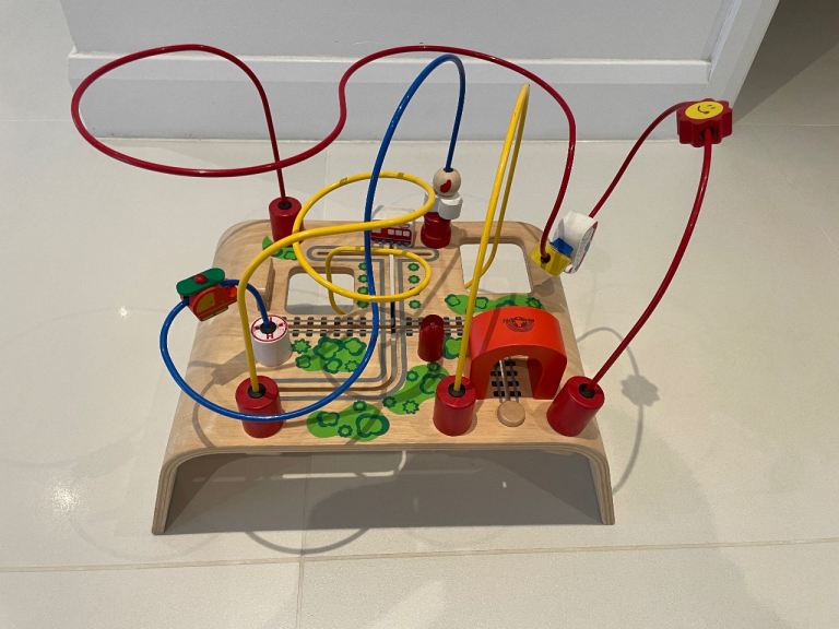 Wooden Transport Activity Table For Baby Toddler Kids - Car Train Helicopter