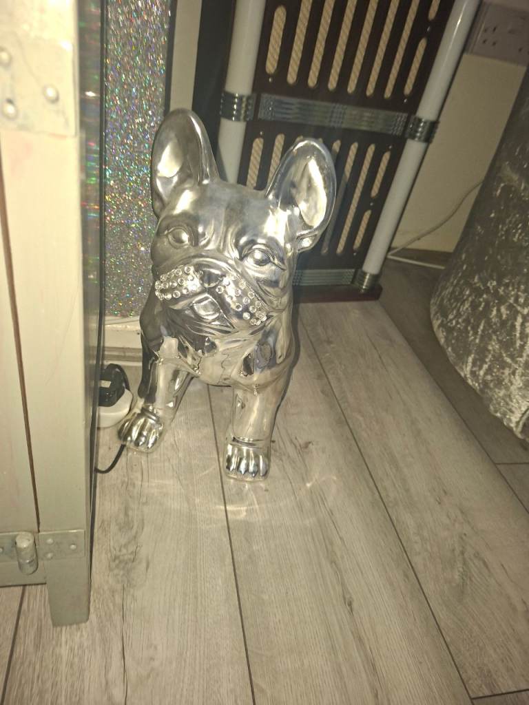 Silver French Bulldog Decorative Figurine - Good Condition