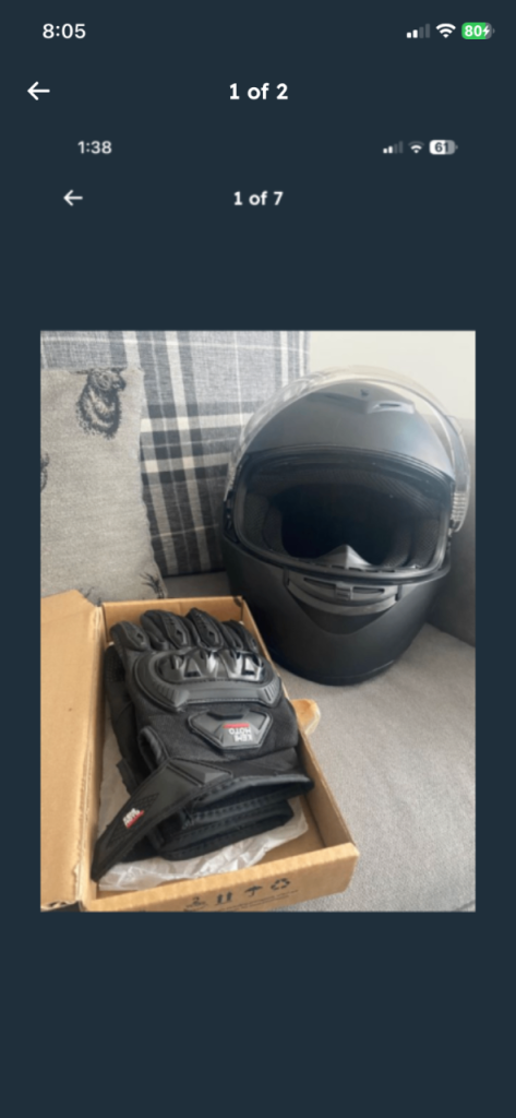 Brand new helmet and gloves with tags