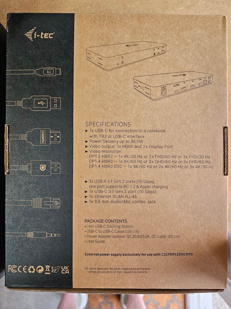 i-tec USB-C 3x 4K Docking Station + Power Adapter 100W
