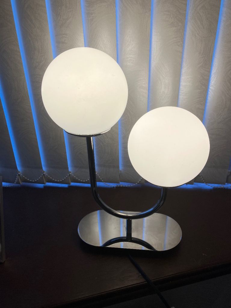 Double lamp with chrome base and bulbs - IKEA Shimrishamn