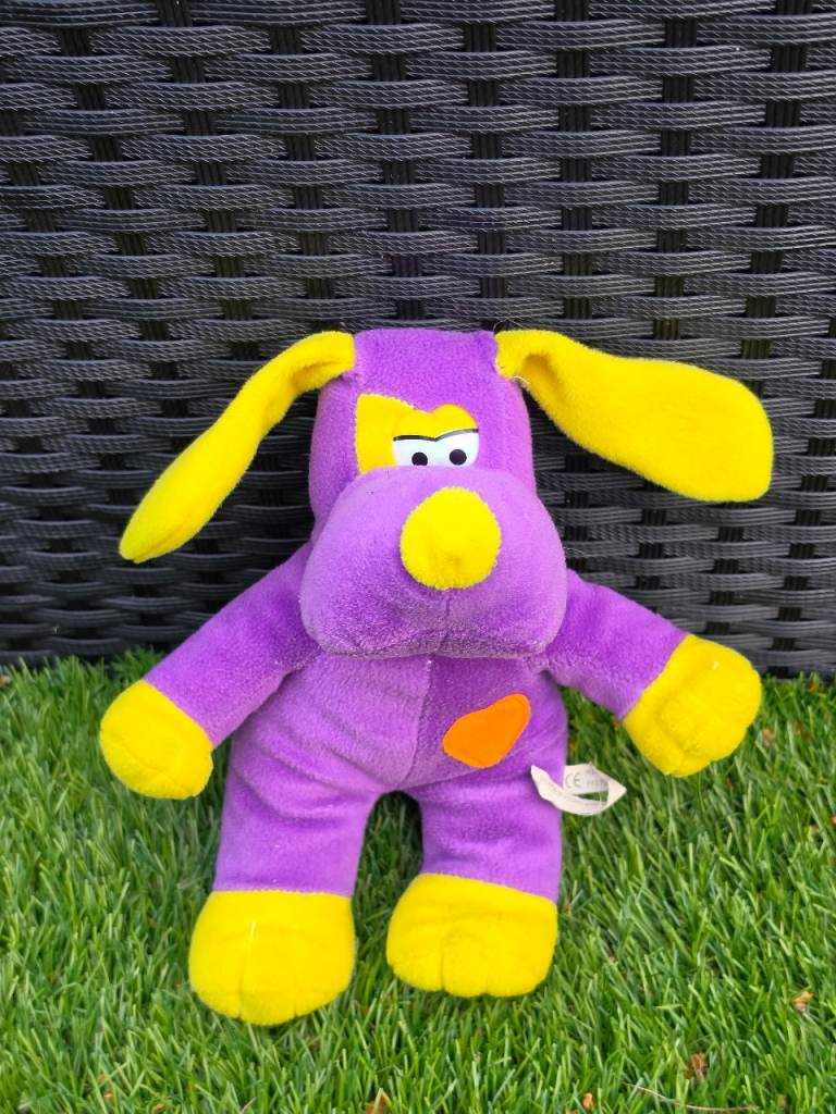 Purple & Yellow Plush Dog Soft Toy Teddy Cartoon Stuffed Animal