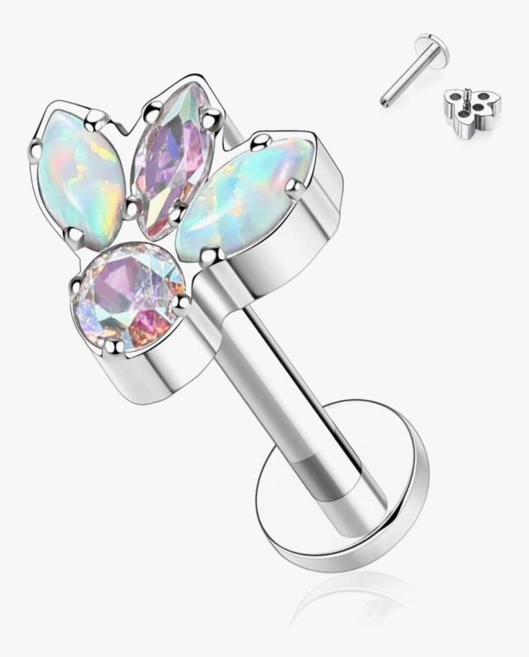 Bnip silver titanium G23 grade body jewellery 16G 6mm with velvet pouch