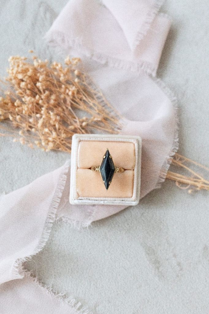 vintage gold ring with a black onyx stone