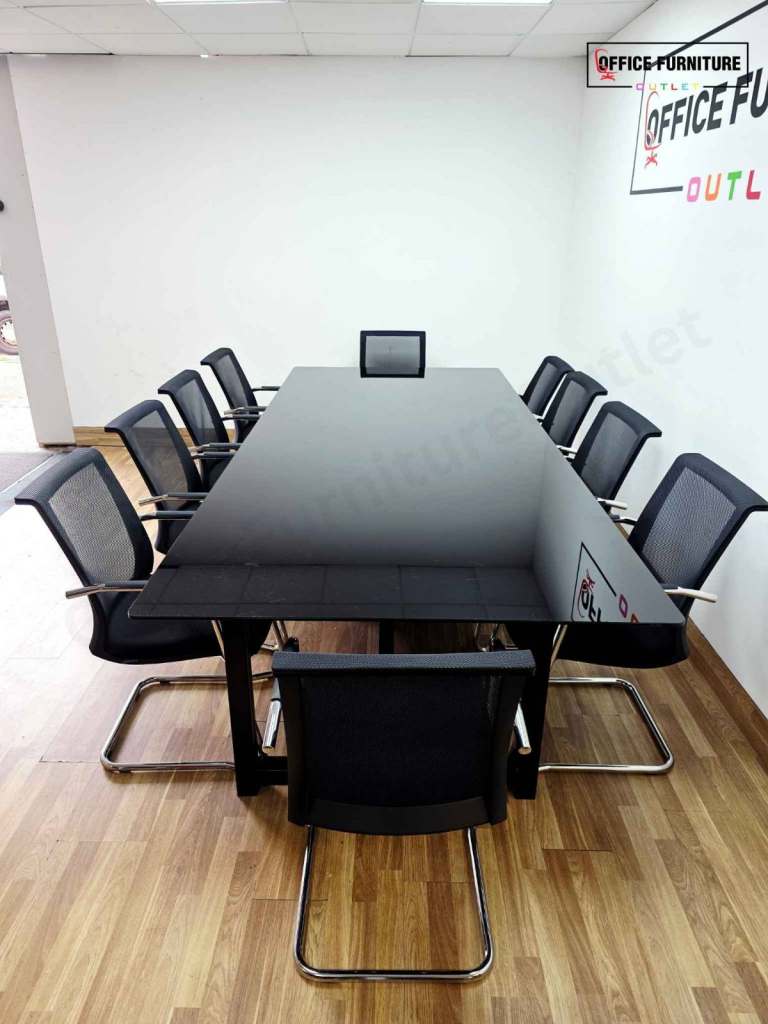 Black Glass Boardroom Table