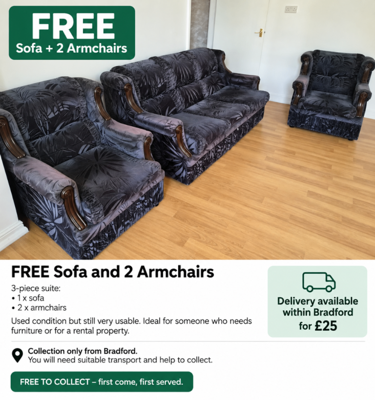 FREE sofa + two chairs 