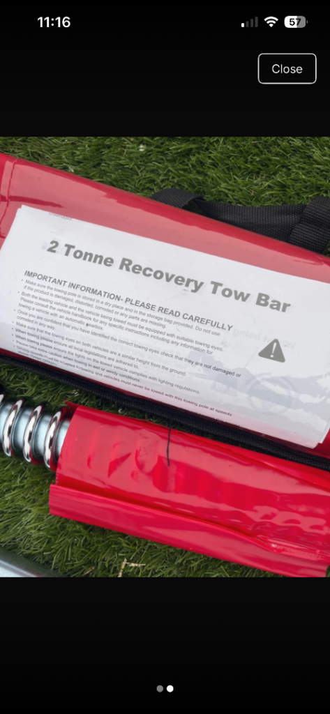 2 Tonne Recovery Tow Bar – Red,  