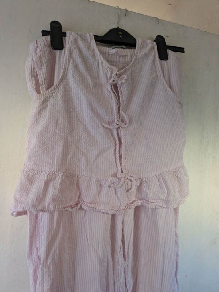 Pink and White Striped Pyjamas Set with bows 13-14 Years