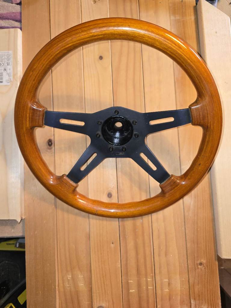 Vintage O.B.A wooden steering wheel