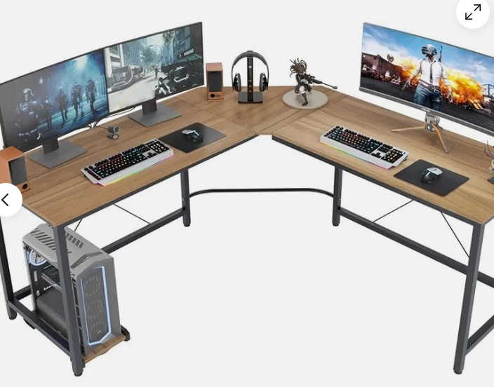 Corner Desk L Shaped Computer Desk, Composite Wood & Metal, Laptop Study...