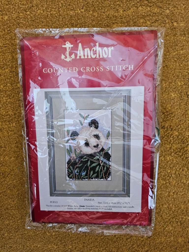 Brand New Anchor PANDA Counted Cross Stitch Kit.