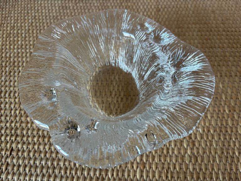 Vintage, BLENKO  ‘Melting Ice’ Crystal glass bowl. Made in USA designed by Don Shepherd.