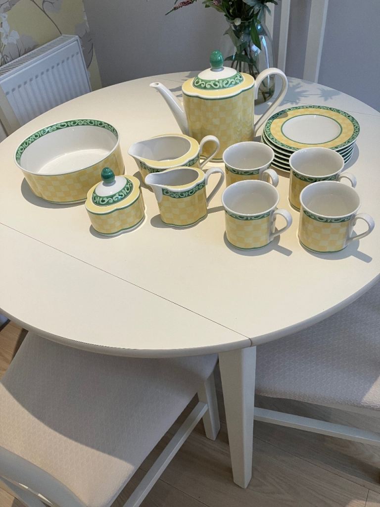 Lovely Yellow and Green Ceramic Tea Set - Good Condition