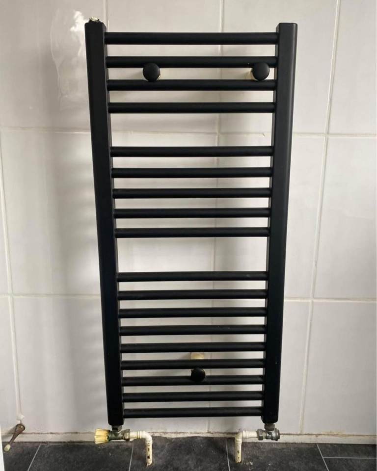 Black Towel Radiator – Modern Design, Good Condition