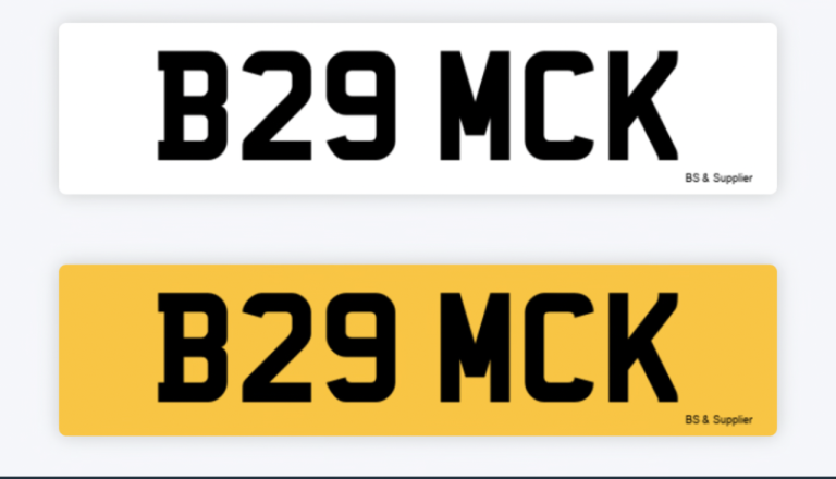 B29 MCK Private Plate / Personalised Registration on Retention