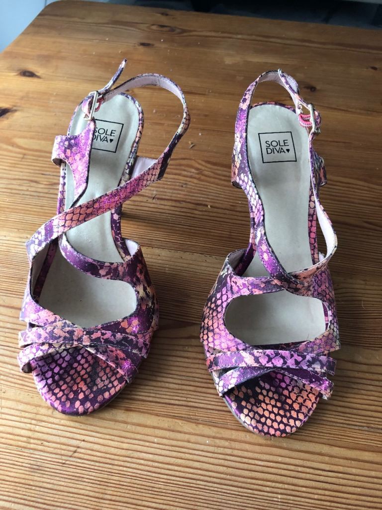SOLE DIVA Multicoloured Snake Print Heels – Good Condition
