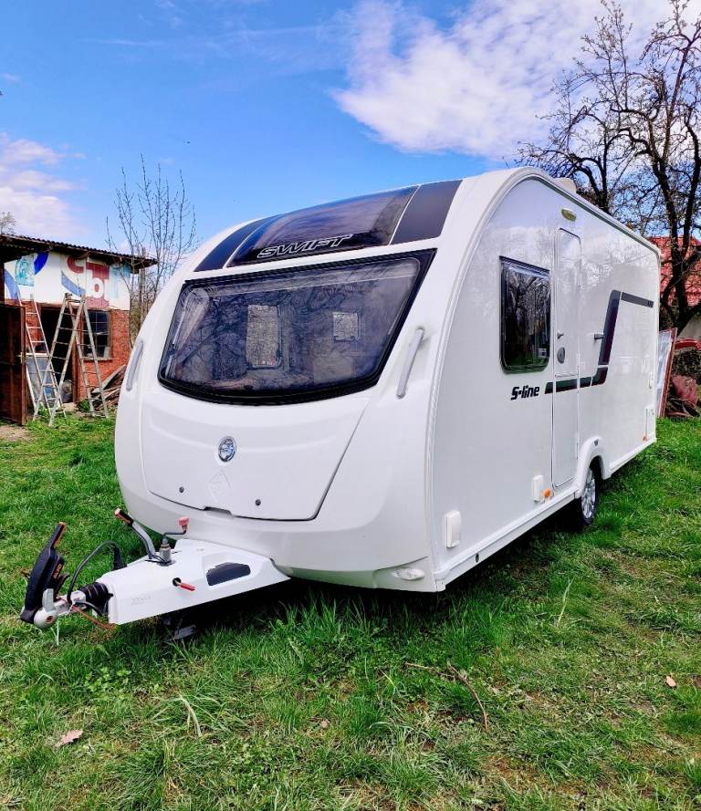 Swift S-Line caravan with solar panel.