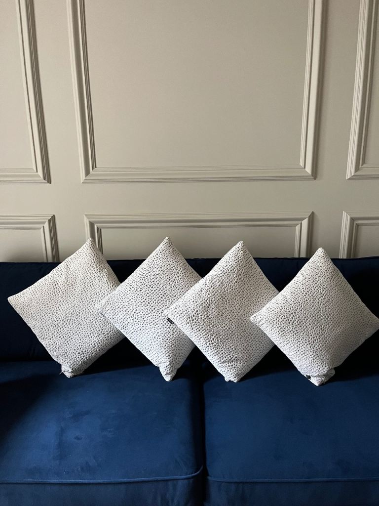 Heals off white/silver grey velvet cushions x4