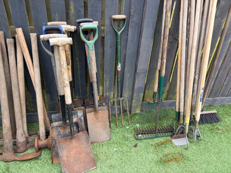 Large Job Lot of Garden Hand Tools – Spades, Forks, Rakes