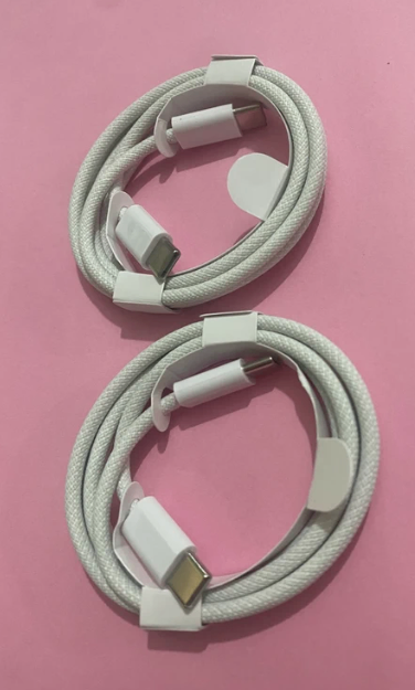 Type C to Type C (USB C) Braided 60W Fast Charging Cable iPhone 15 / 16, Samsung 1 meter 2pcs