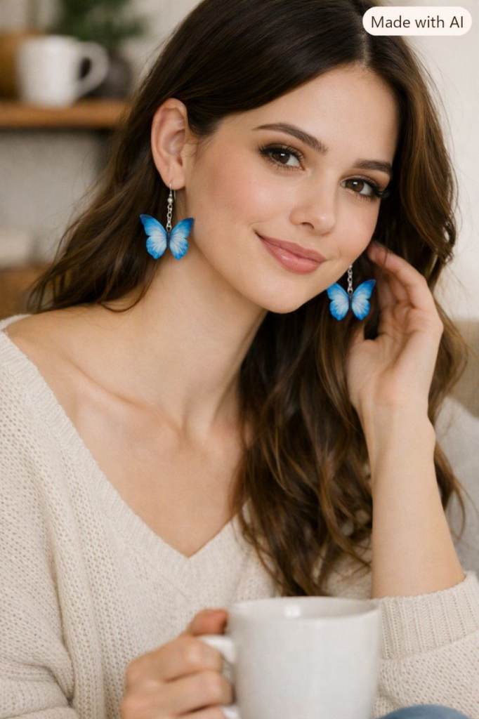 Stunning Blue Butterfly Earrings 