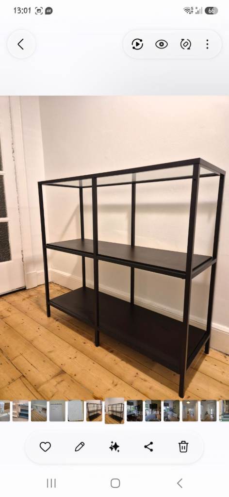 IKEA Shelving Unit – Black-brown/glass