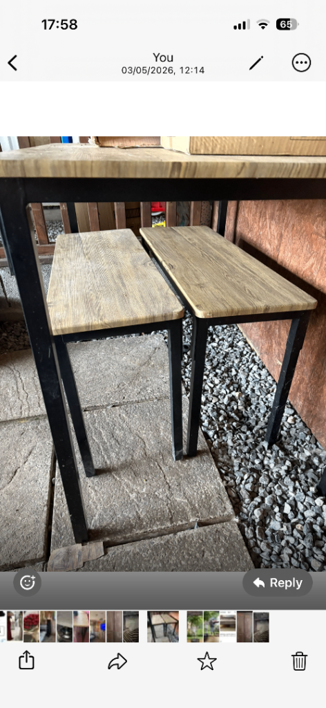Grey table and bench 