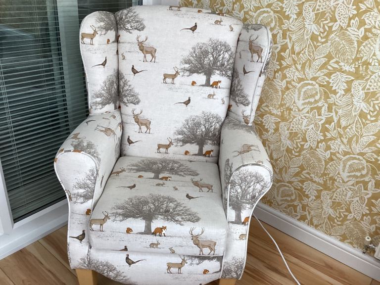 Wingback Armchair with Woodland Print – As Good As New