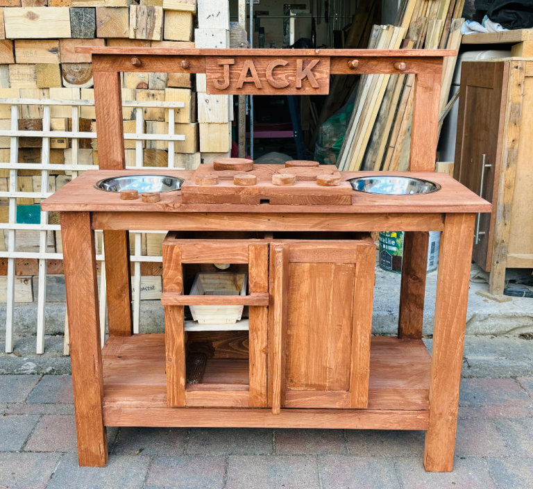 Children’s Wooden Outdoor Twin Sink Mud Kitchen