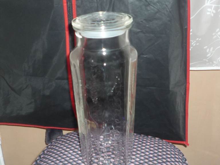 Clear Glass Storage Jar with Lid – Good Condition