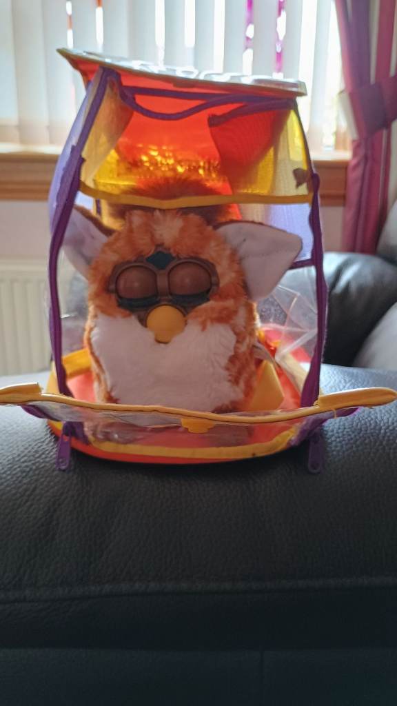 Electronic Furby Tiger with carrier backpack 