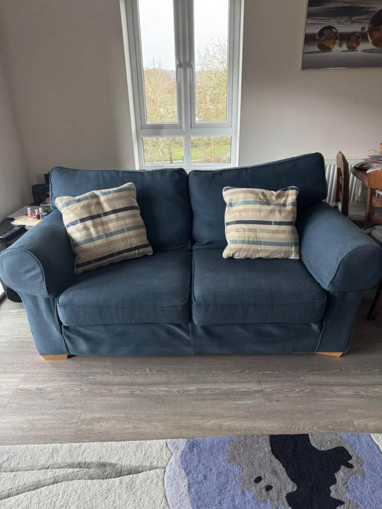 Blue 3 seater sofa, good condition
