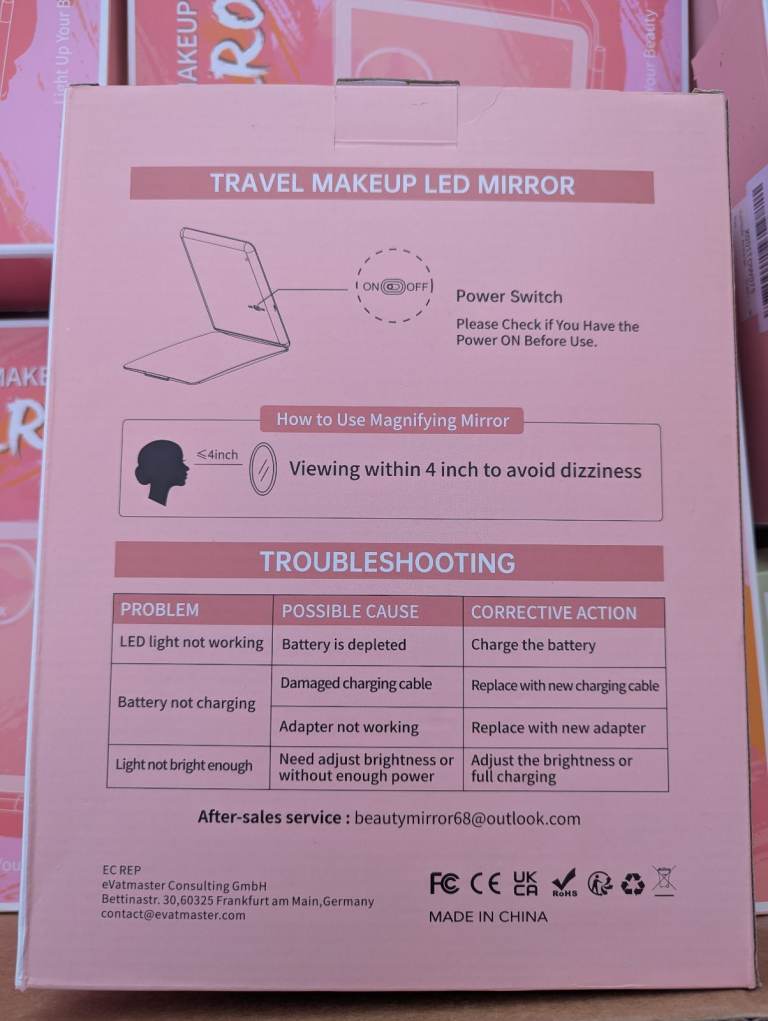 FUNTOUCH Rechargeable Makeup Mirror with Light, Portable Lighted Travel Mirror with 10X Magnifying