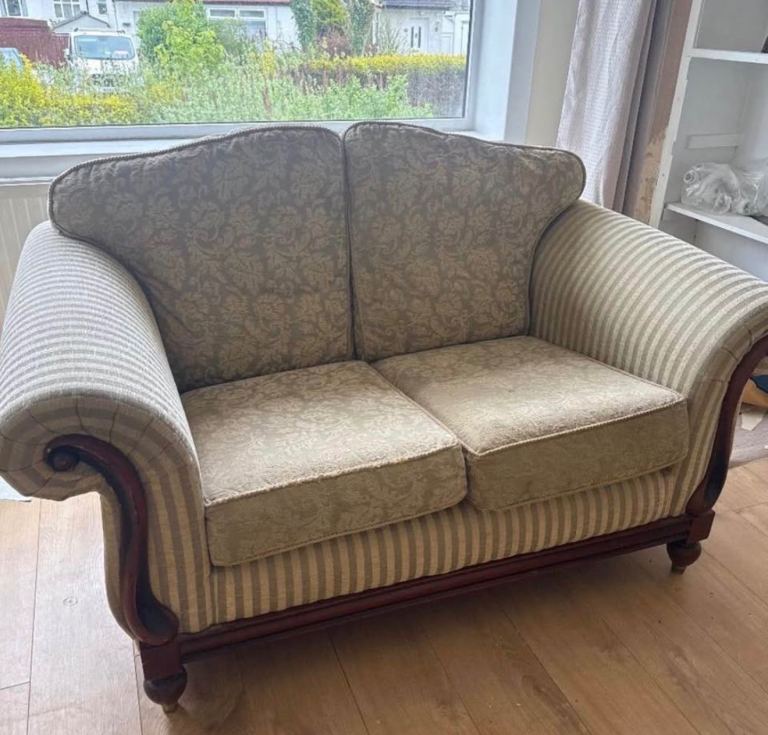 Traditional Fabric Sofa Set – Two and Three Seater, Good Condition