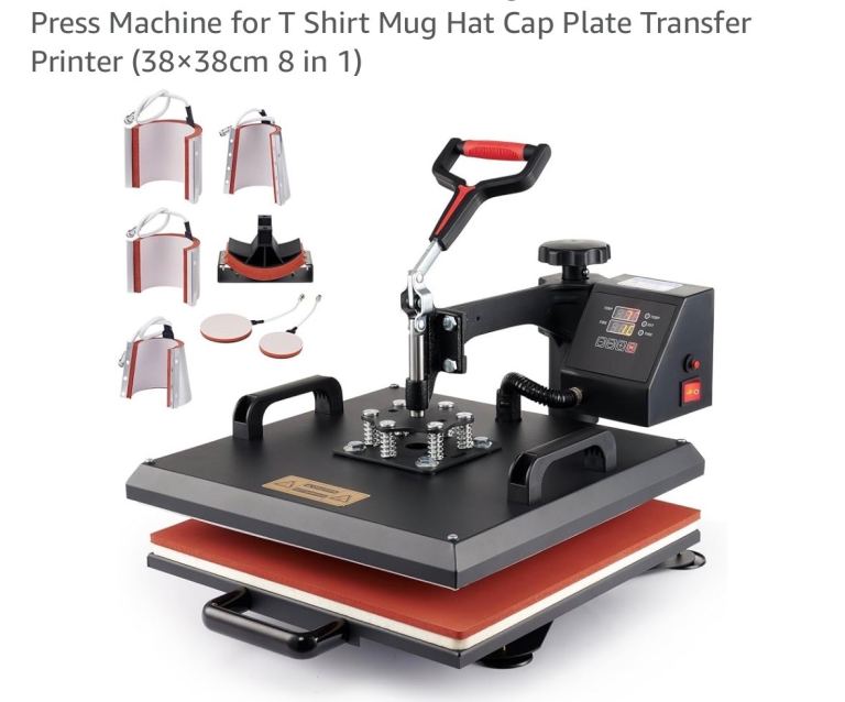 8-in-1 Heat Press Machine for T-shirts, Mugs, Hats