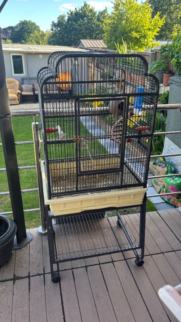 Large bird cage with stand - good condition 