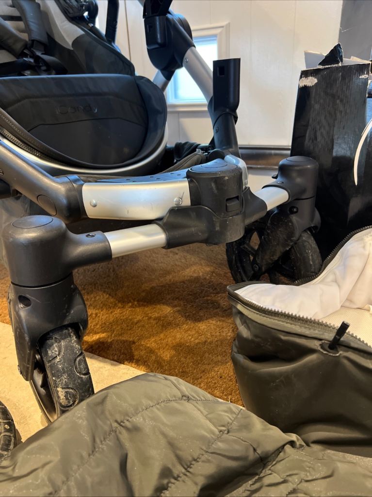 Icandy peach double pram twin seats, carry cot, car seat adapters, rain covers, foot muffs