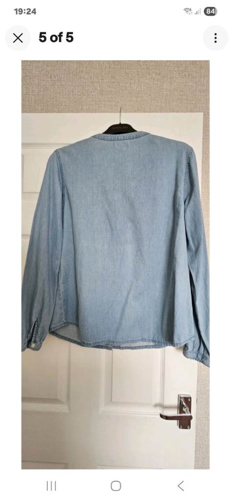 Womens H And M Light Denim Cotton Long Sleeved Blouse/shirt Size 14