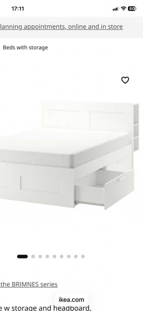 Free ikea double Second hand bed with drawers 