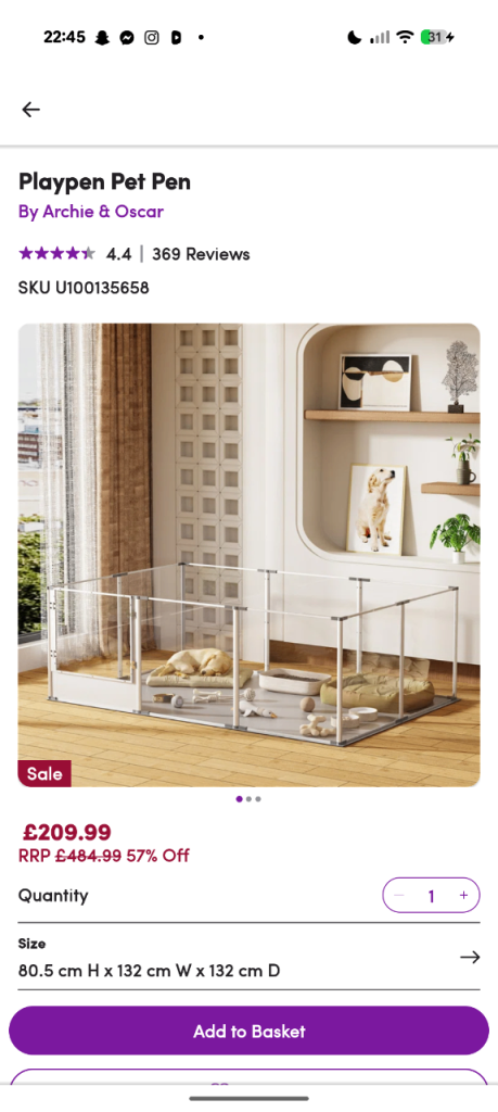 Large clear perspex animal enclosure 