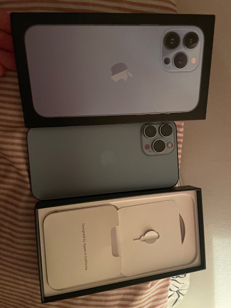 iPhone 13 Pro Max in blue with box 